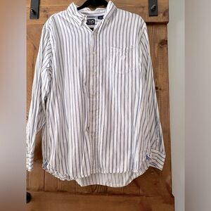 Chaps button-down, casual shirt. Blue with stripes.